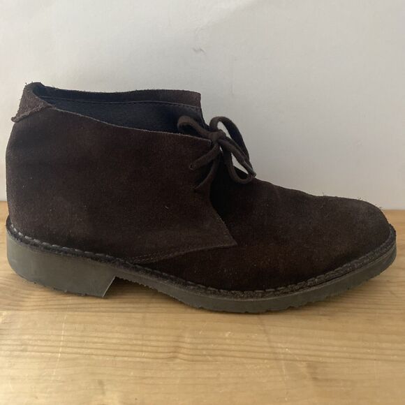 Saks Fifth Avenue Suede Ankle Boots Brown Leather Lace-up Chukka Shoes Sz 9.5 main image 13